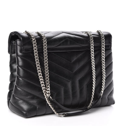 Saint Laurent Calfskin Y Quilted Monogram Medium Loulou Chain Satchel Black 3 of 10