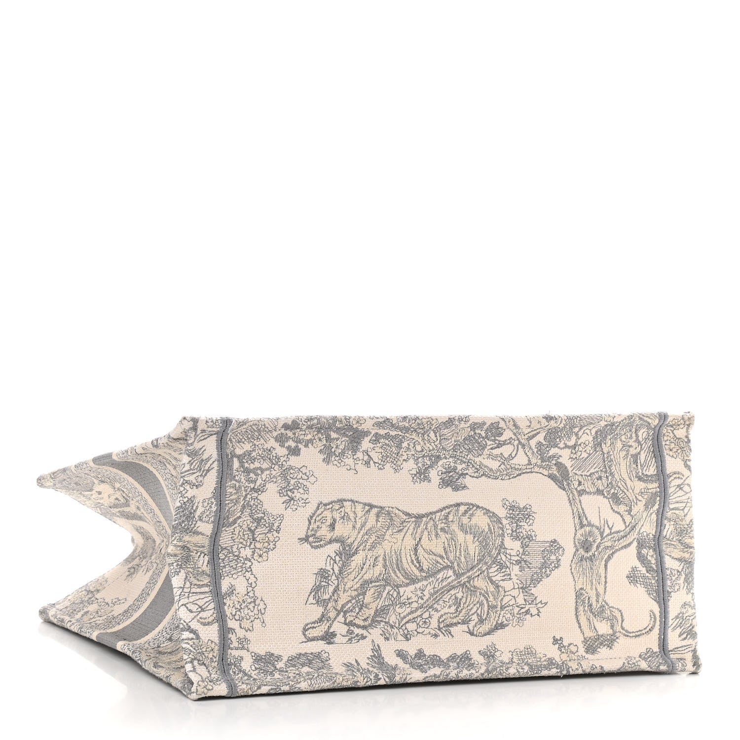 Christian Dior Canvas Embroidered Medium Dioriviera Toile De Jouy Book Tote Gray 4 of 11