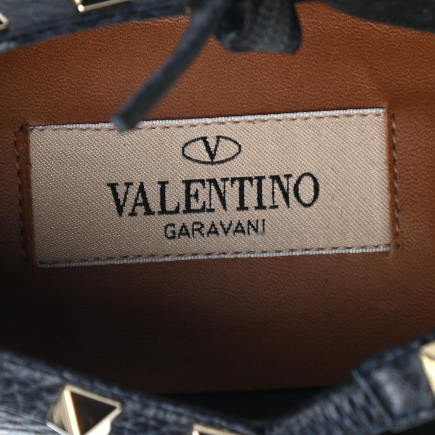 Valentino Garavani Pebbled Calfskin Rockstud Cage Ballerina Flats 35.5 Deep Denim 8 of 8