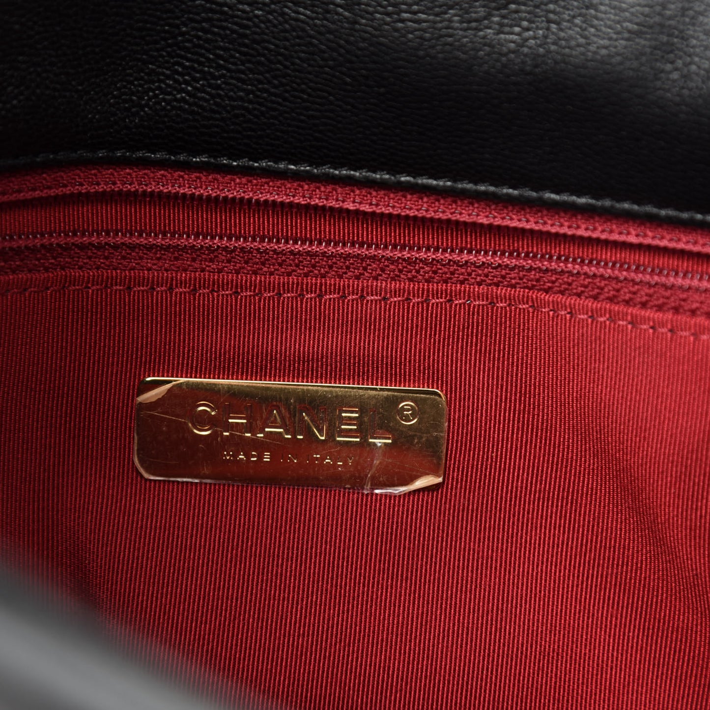 Shiny Goatskin Quilted Medium Chanel 19 Flap Black