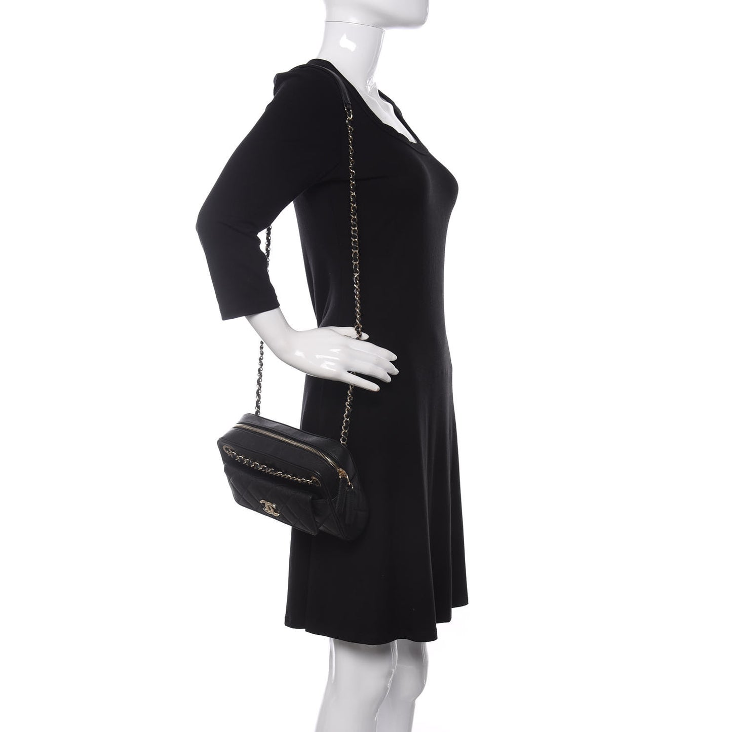 Caviar Quilted Small In & Out Camera Case Black