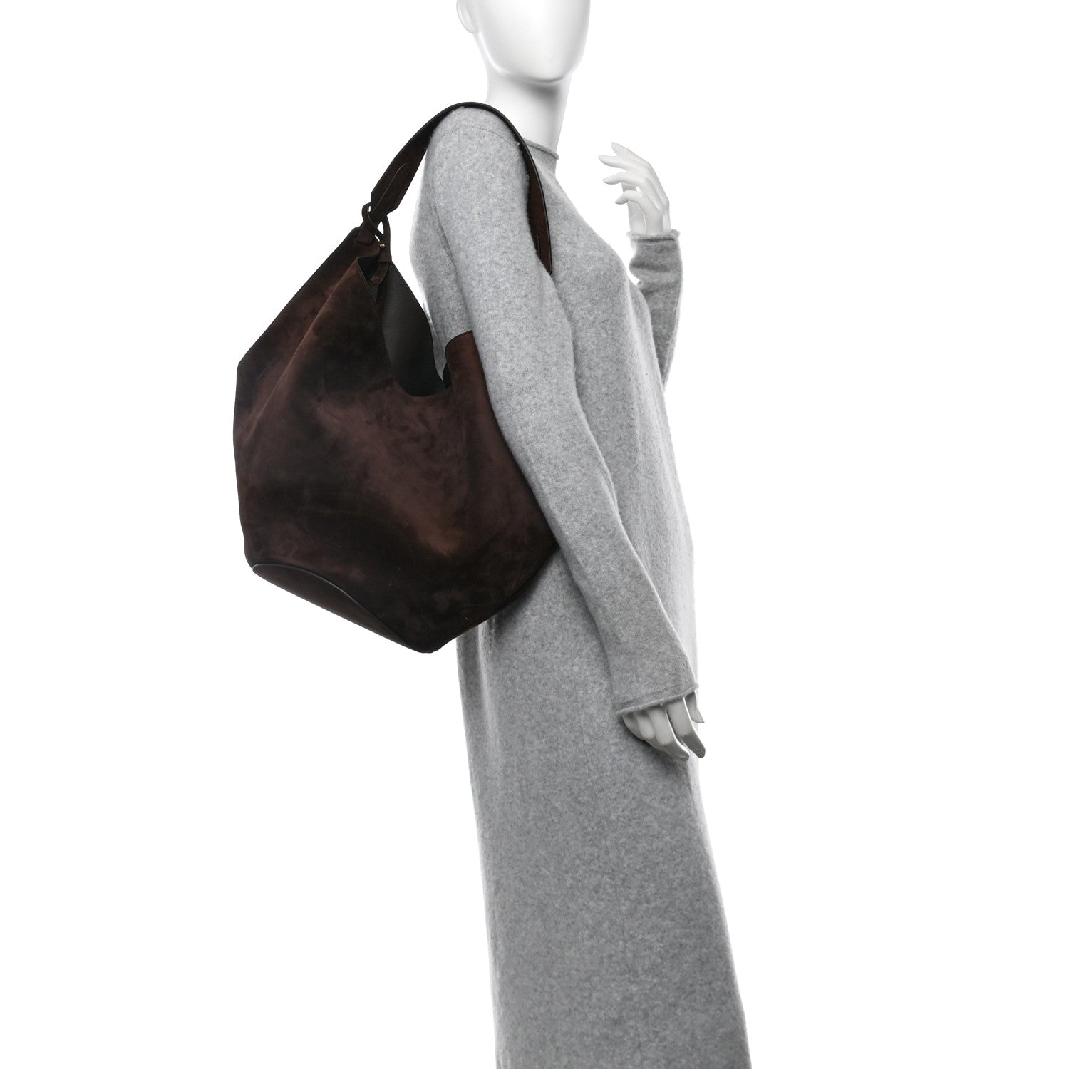 Khaite Suede Calfskin Medium Lotus Tote Coffee 2 of 11