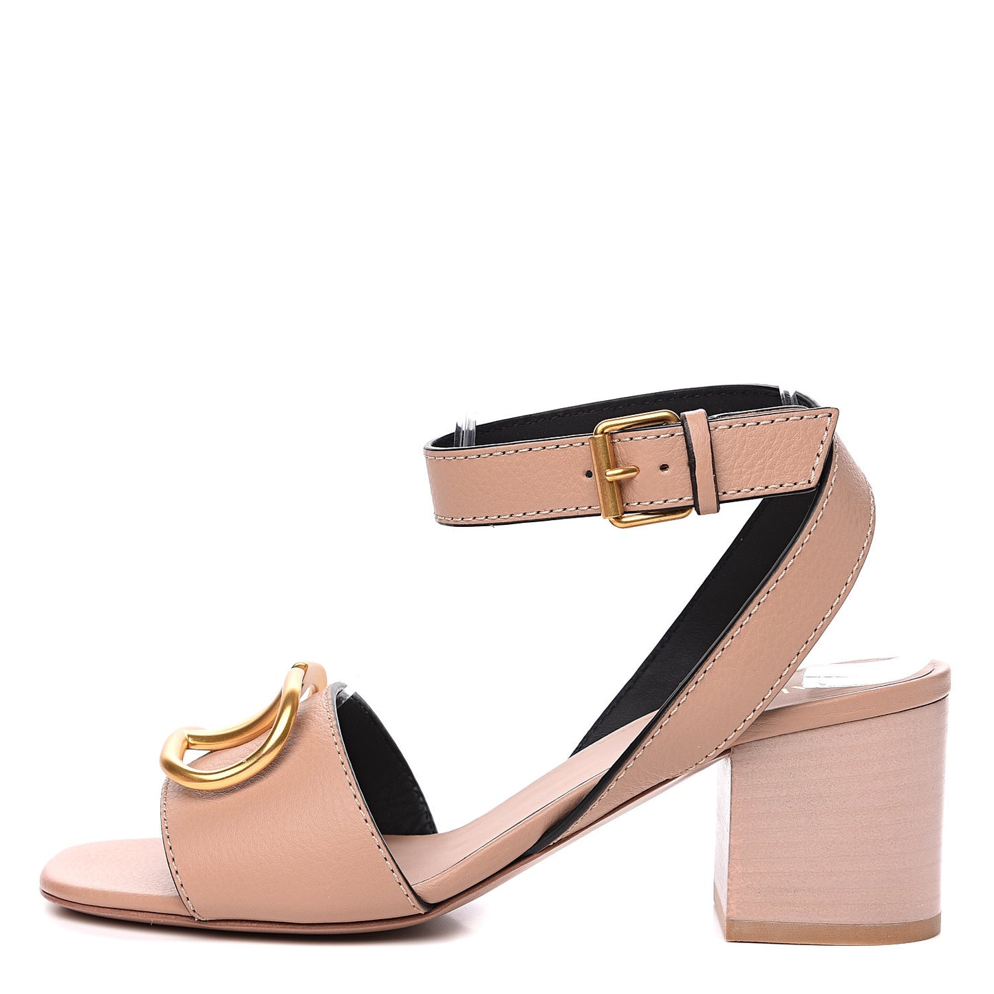 Grainy Cowhide VLogo 60mm Sandals 36.5 Rose Cannelle