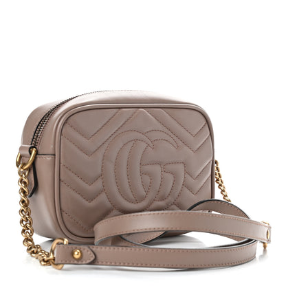 Gucci Calfskin Matelasse Mini GG Marmont Chain Shoulder Bag Porcelain Rose 3 of 9