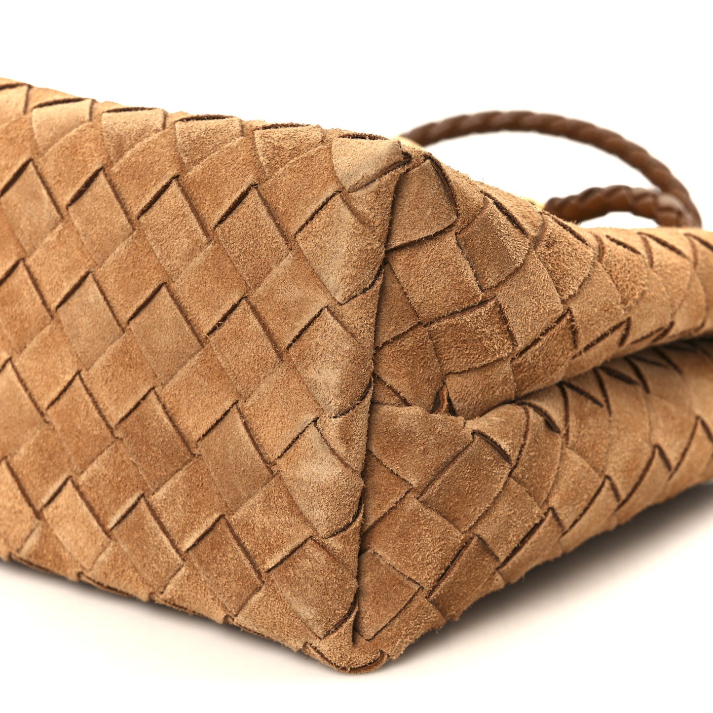 Suede Intrecciato Small Andiamo Shoulder Bag Amber