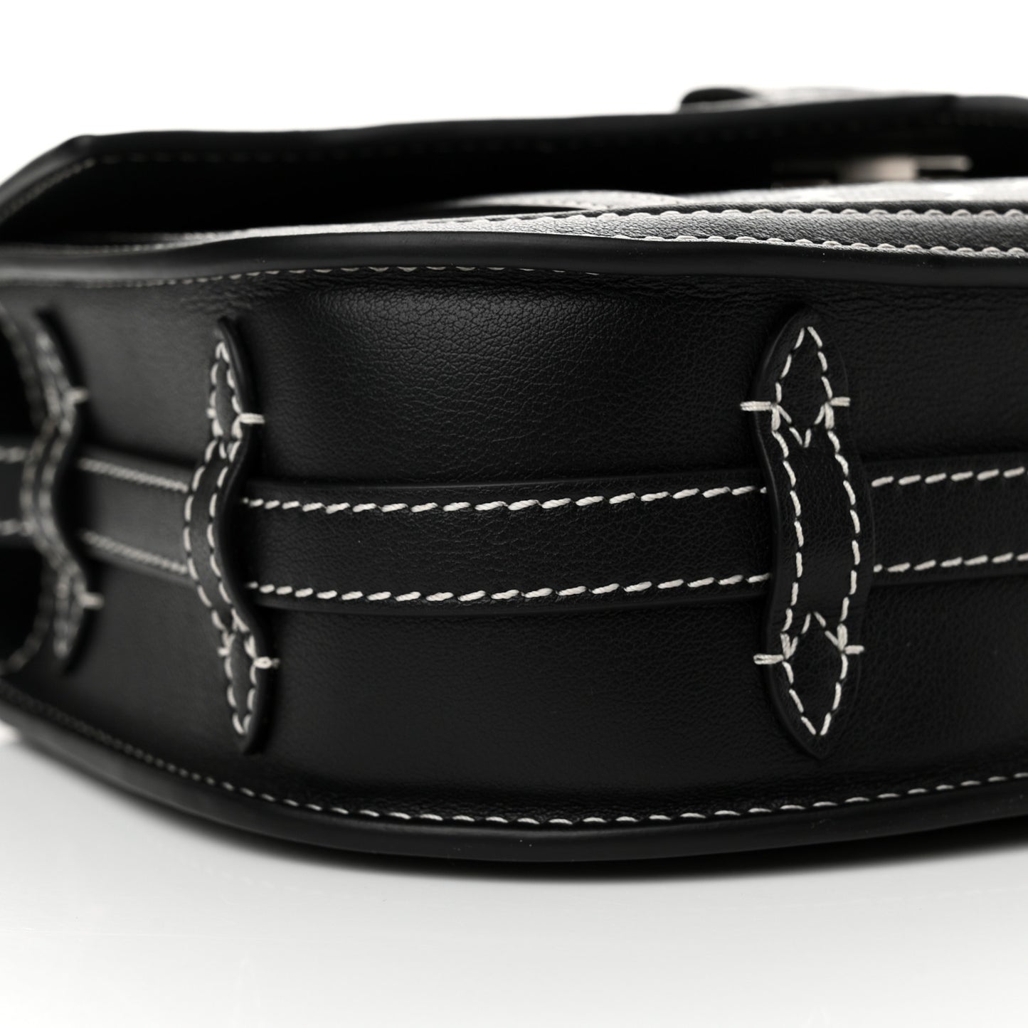 Grained Calfskin Canvas M Besace Bag Black White