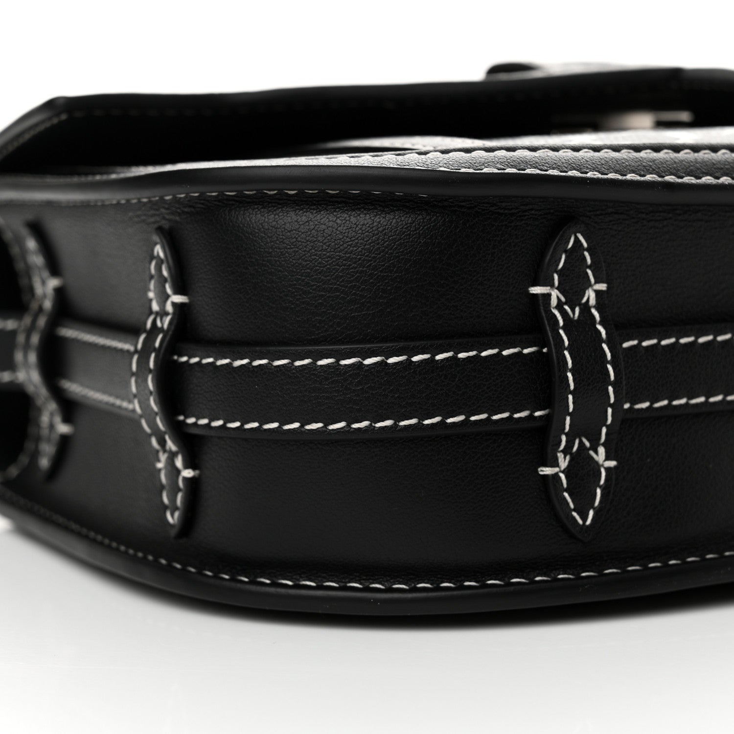 Moynat Grained Calfskin Canvas M Besace Bag Black White 9 of 11