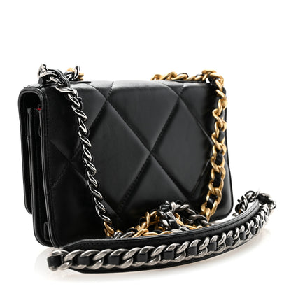 Chanel Lambskin Quilted Chanel 19 Wallet On Chain WOC Black 3 of 13