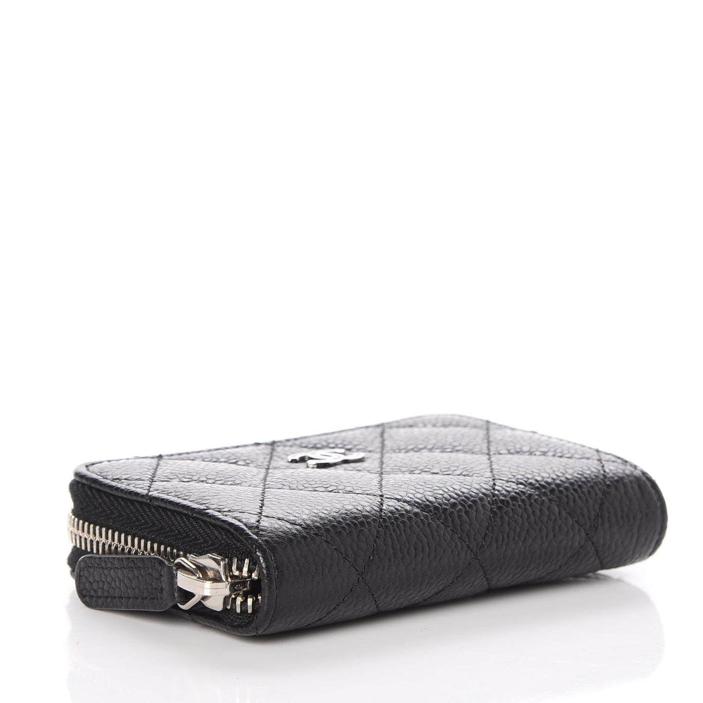 Caviar Quilted Zip Coin Purse Black