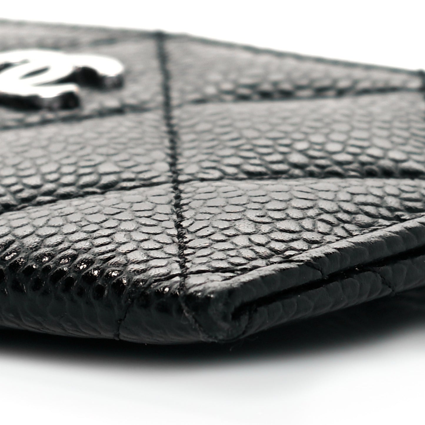 Caviar Quilted Card Holder Black