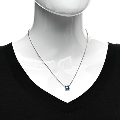 David Yurman Sterling Silver Diamond Blue Topaz 9mm Petite Chatelaine Pendant Necklace 2 of 4