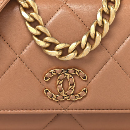 Chanel Lambskin Quilted Chanel 19 Wallet On Chain WOC Brown 9 of 11