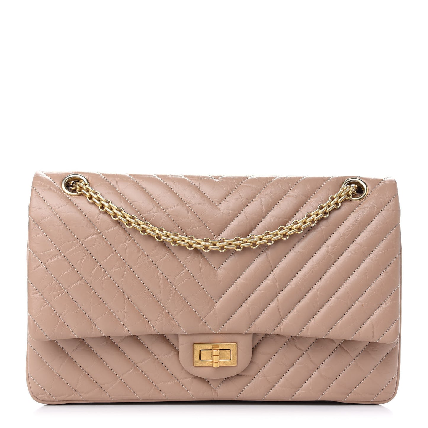 Aged Calfskin Chevron Quilted 2.55 Reissue 226 Flap Beige