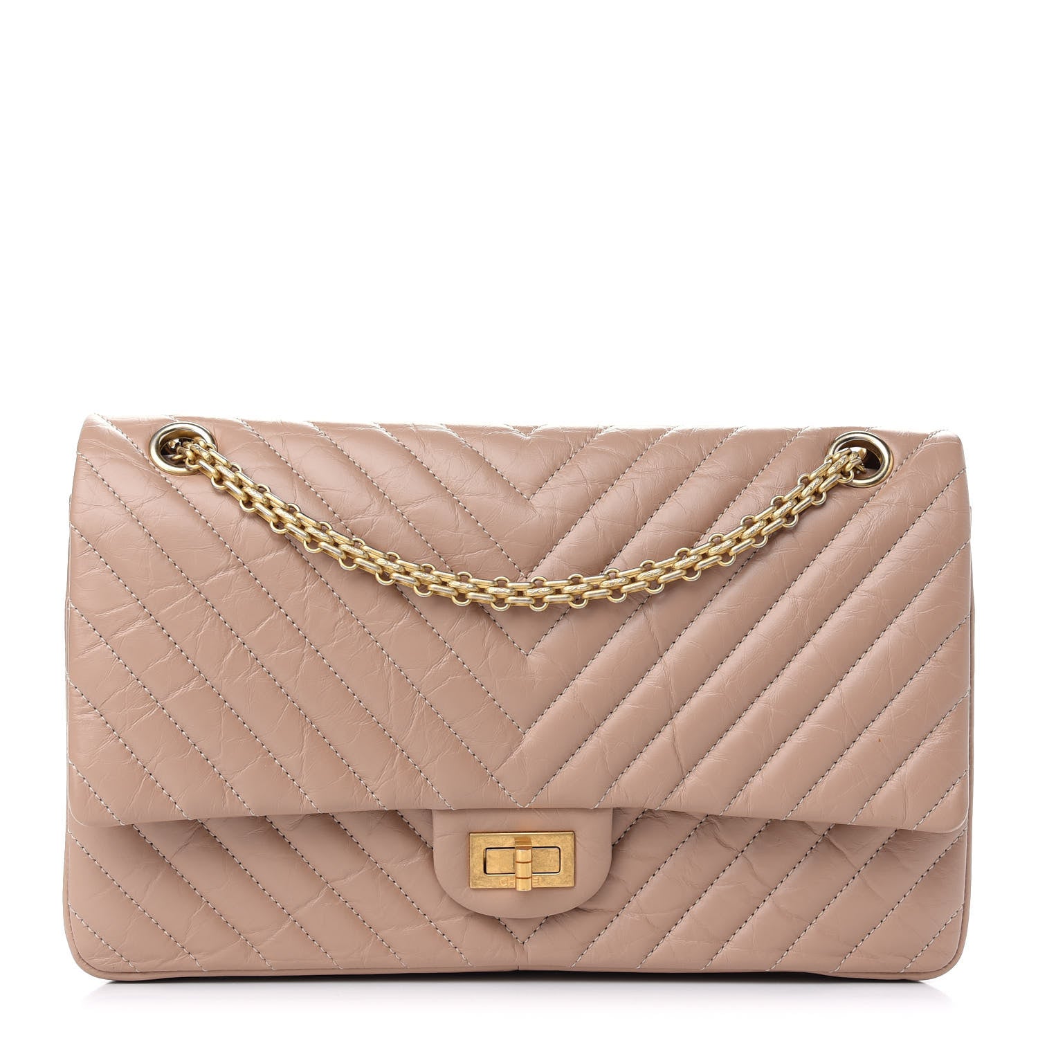 Chanel Aged Calfskin Chevron Quilted 2.55 Reissue 226 Flap Beige 1 of 9