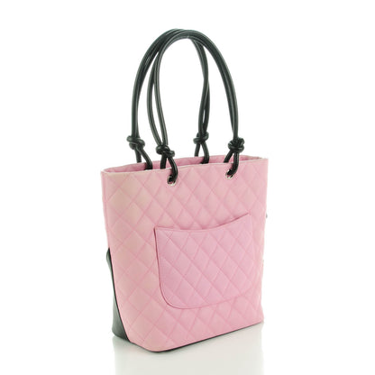 Chanel Calfskin Quilted Medium Cambon Tote Pink Black 3 of 7