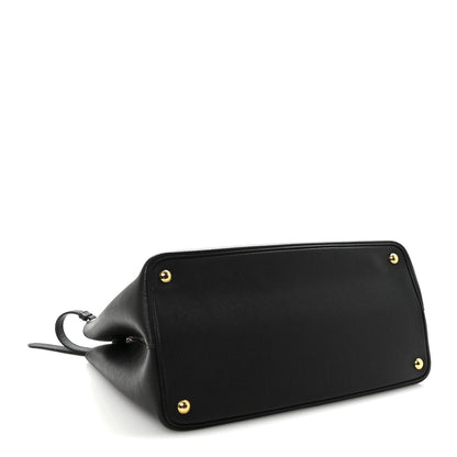 Prada Saffiano Cuir Large Double Bag Black Fuoco 4 of 9