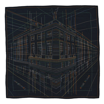 Hermes Silk Embroidered Giant Pique Sellier Scarf 140 Caban Vert Jaune 1 of 3