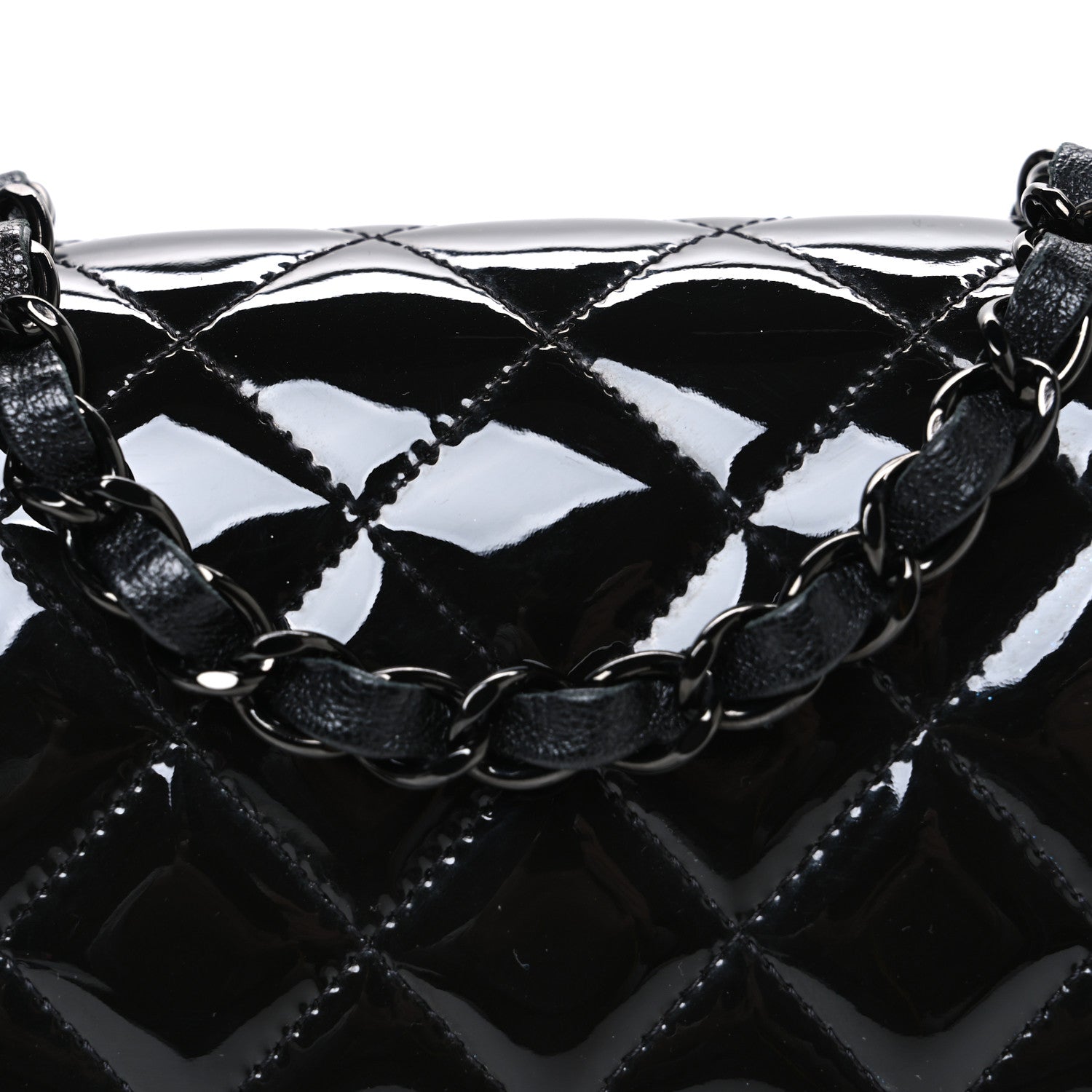 Chanel Patent Calfskin Quilted Mini Square Flap So Black 7 of 9