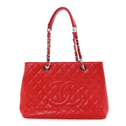 Chanel Caviar Quilted Grand Shopping Tote GST Red 1 of 10