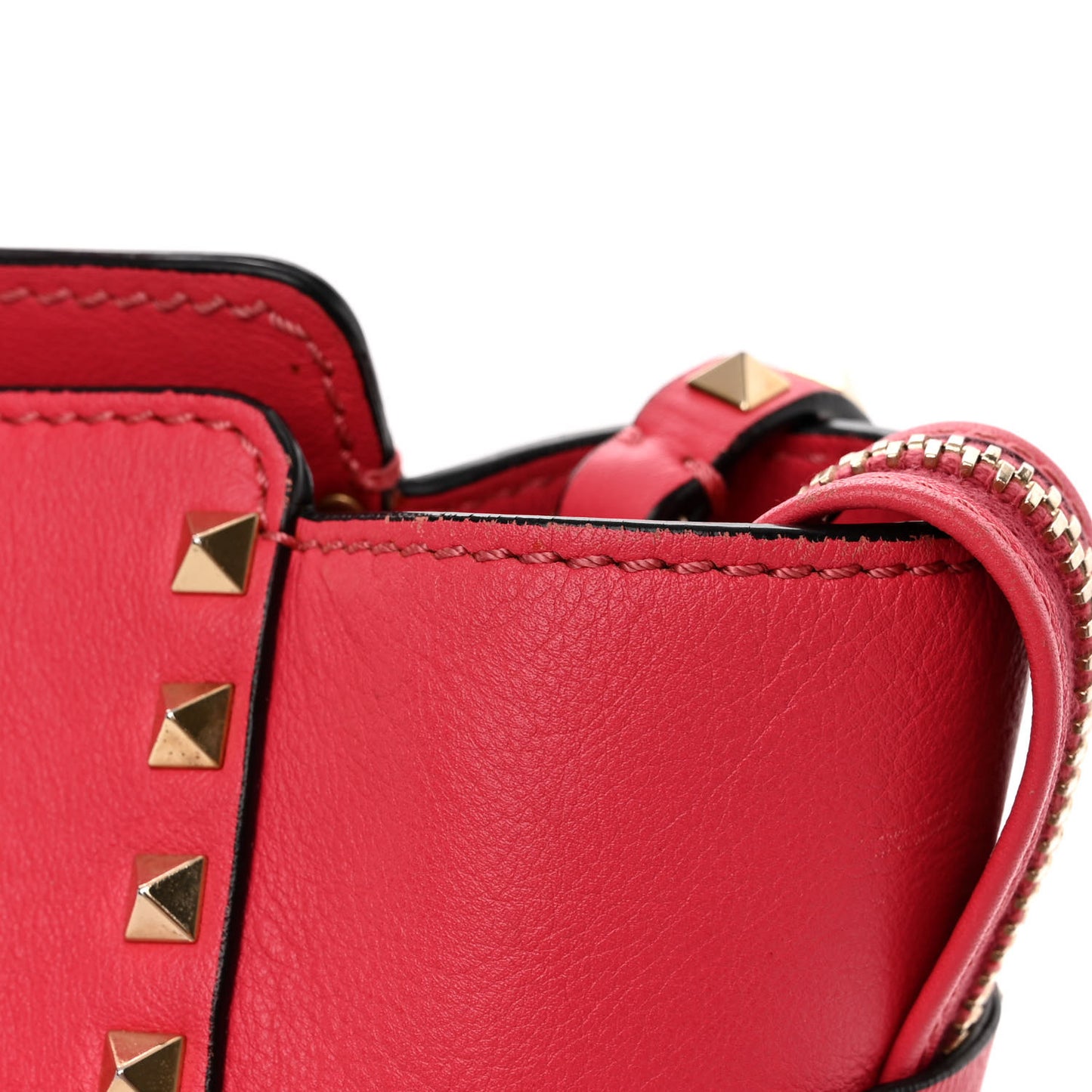 Vitello Rockstud Double Handle Tote Deep Rose