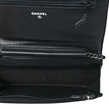 Chanel Galuchat Stingray Lambskin Boy Wallet On Chain WOC Black 5 of 12
