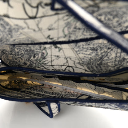 Christian Dior Canvas Embroidered Around the World Saddle Bag Blue 5 of 11
