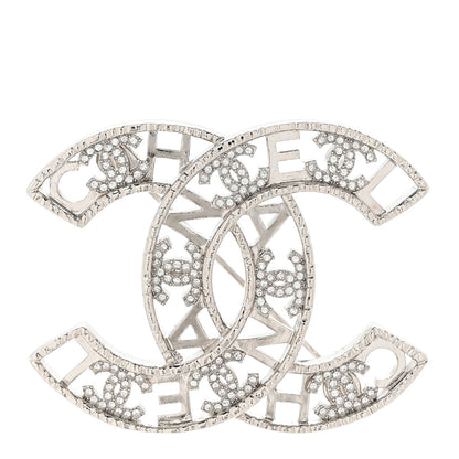 Chanel Crystal CC Brooch Silver 1 of 5