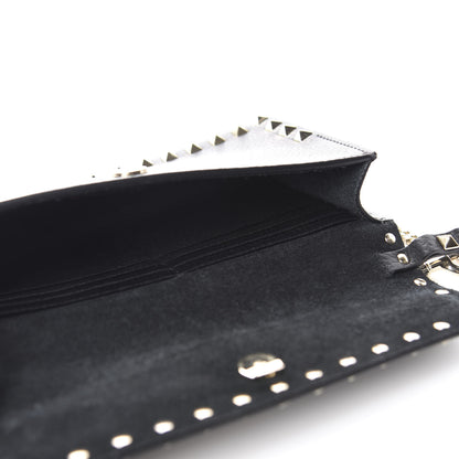 Valentino Garavani Pebbled Calfskin Rockstud Flap Wallet On Chain Black 5 of 10
