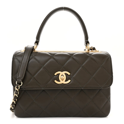 Chanel Lambskin Quilted Small Trendy CC Dual Handle Flap Bag Dark Khaki 1 of 12