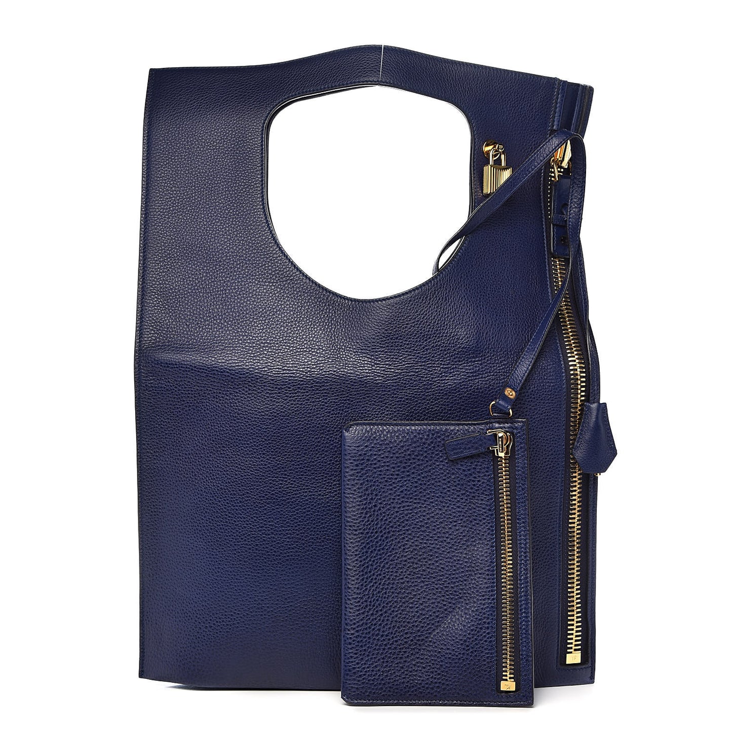 Calfskin Large Alix Padlock Zip Shoulder Bag Cobalt