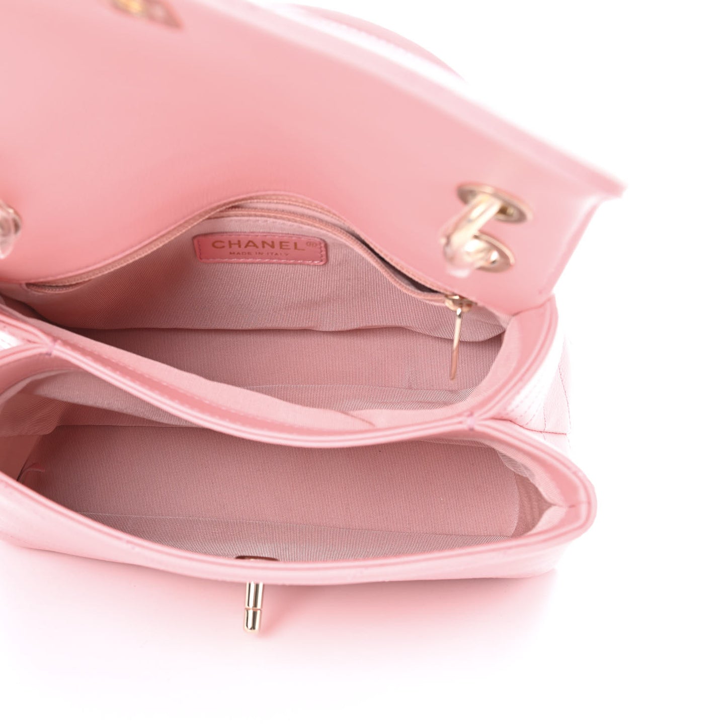 Grained Calfskin Small Chevron Chic Top Handle Flap Pink