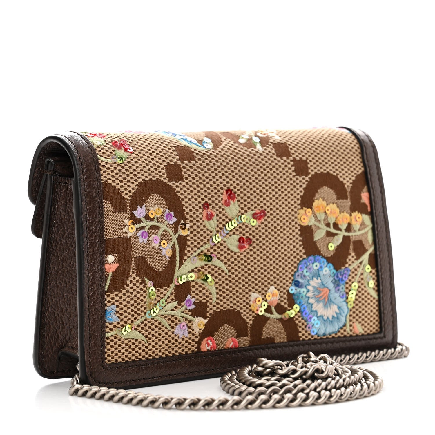 Gucci Monogram Jumbo GG Textured Dollar Calfskin Embroidered Super Mini Dionysus Shoulder Bag Camel Ebony New Acero Multicolor 3 of 10