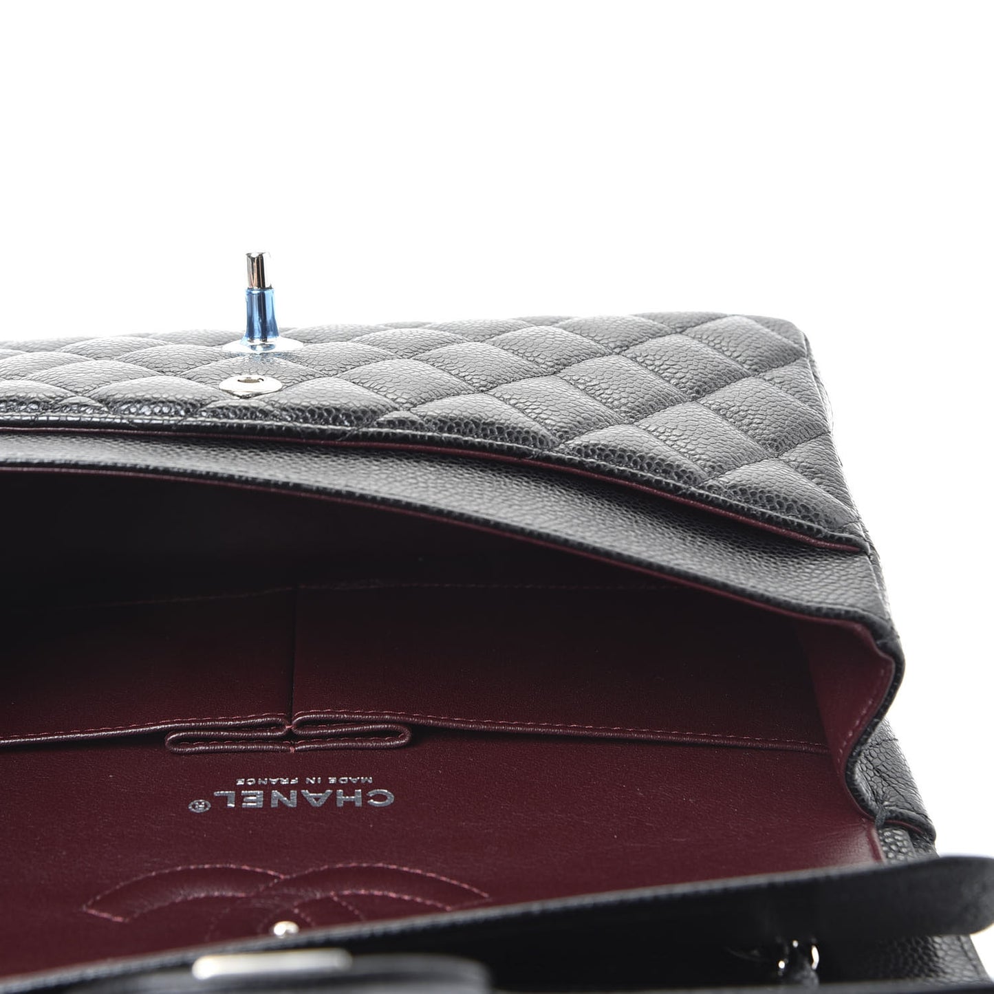 Caviar Quilted Medium Double Flap Black