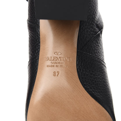 Valentino Garavani Pebbled Calfskin Rockstud 70mm Ankle Boots 37 Black 9 of 11