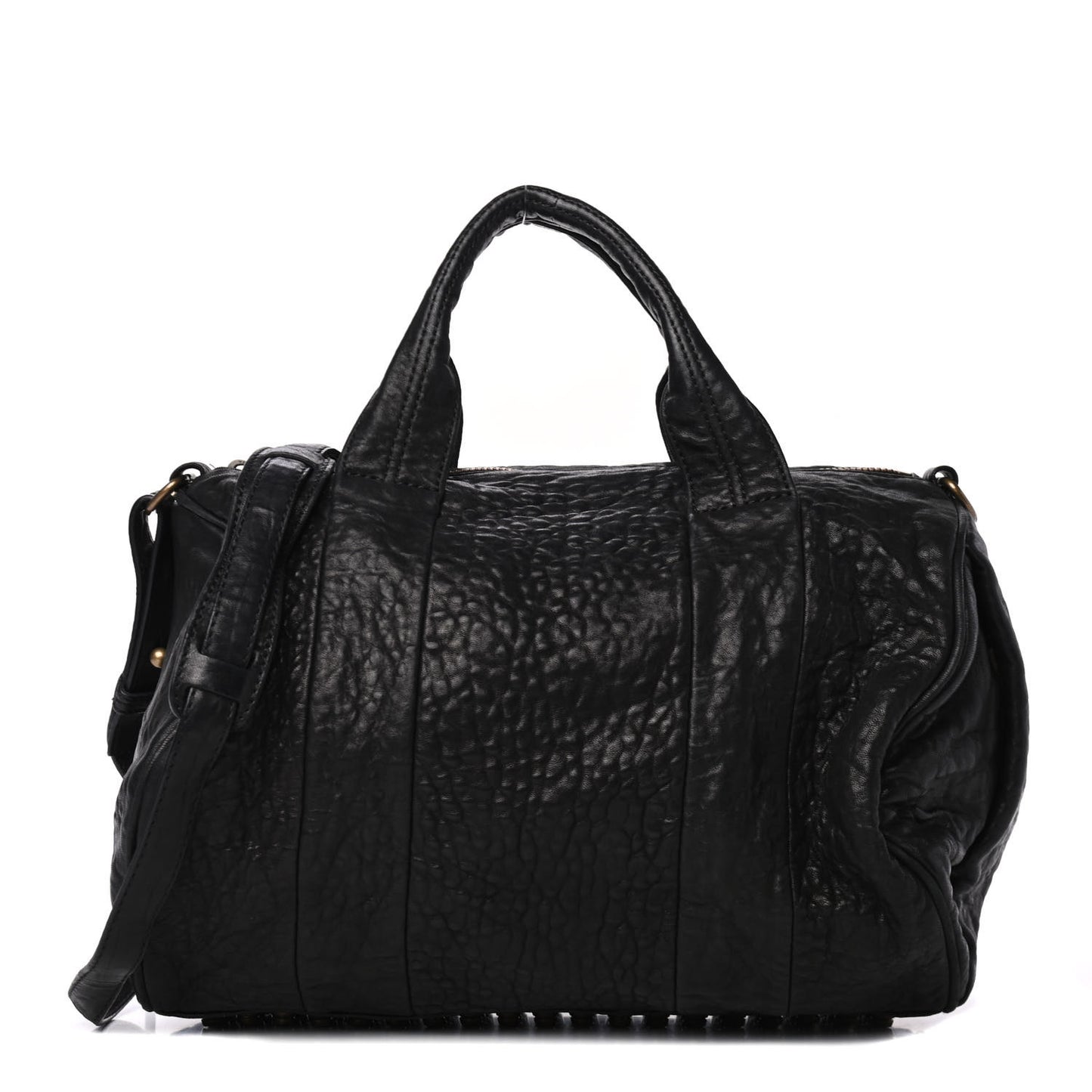 Pebbled Lambskin Rocco Black Antique Brass Hardware