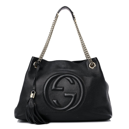 Gucci Pebbled Calfskin Medium Soho Chain Shoulder Bag Black 1 of 15