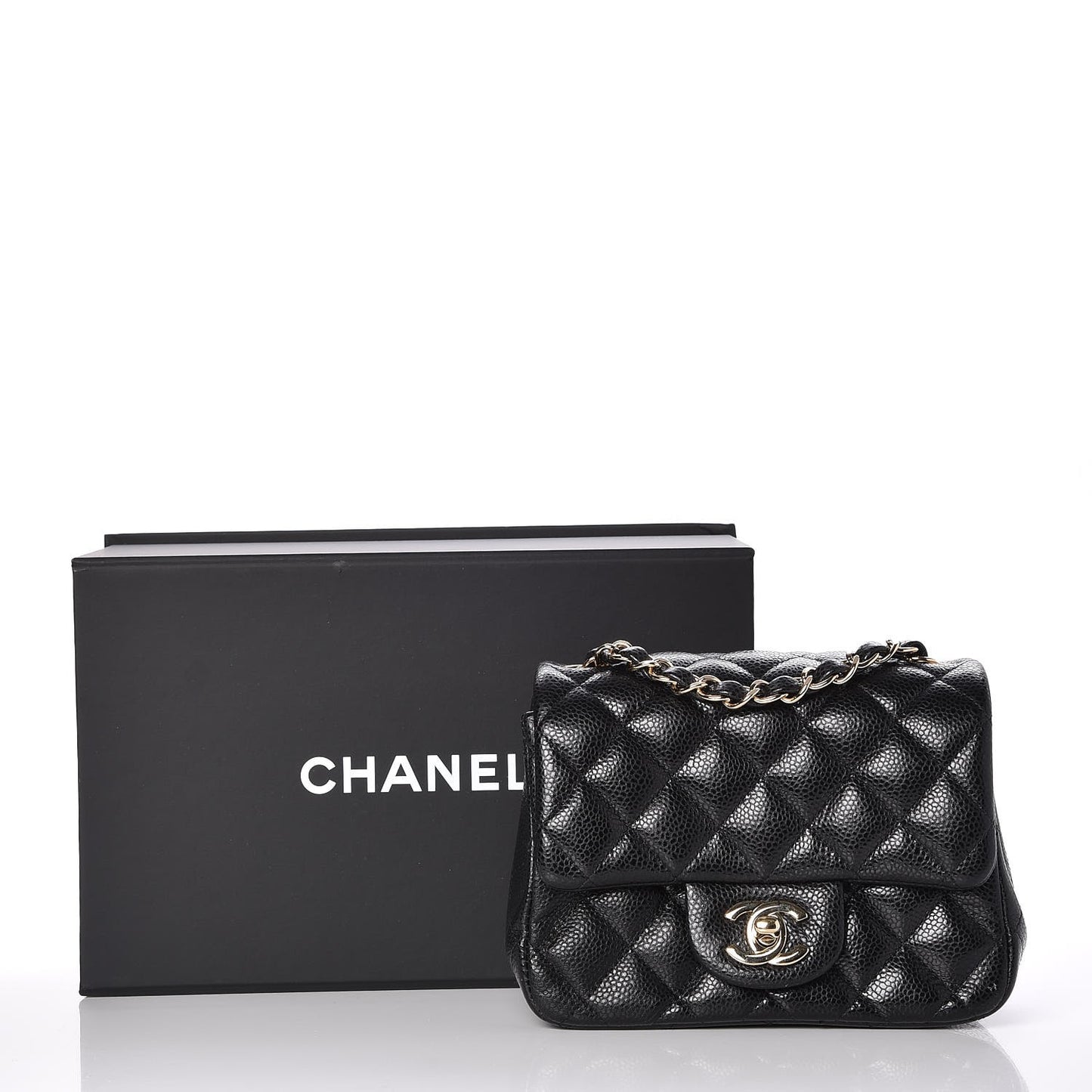 Caviar Quilted Mini Square Flap Black