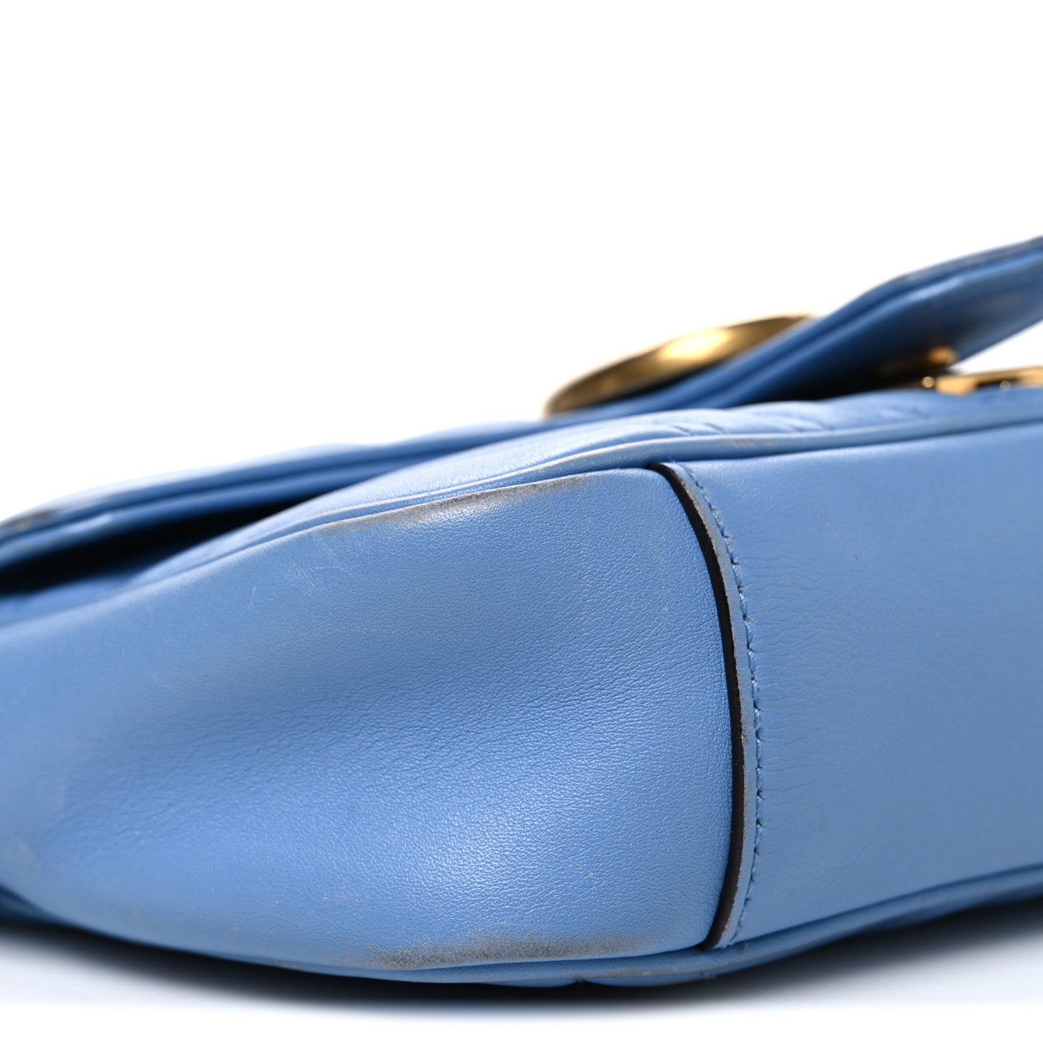 Gucci Calfskin Matelasse Mini GG Marmont Shoulder Bag Clear Sky Blue 9 of 13