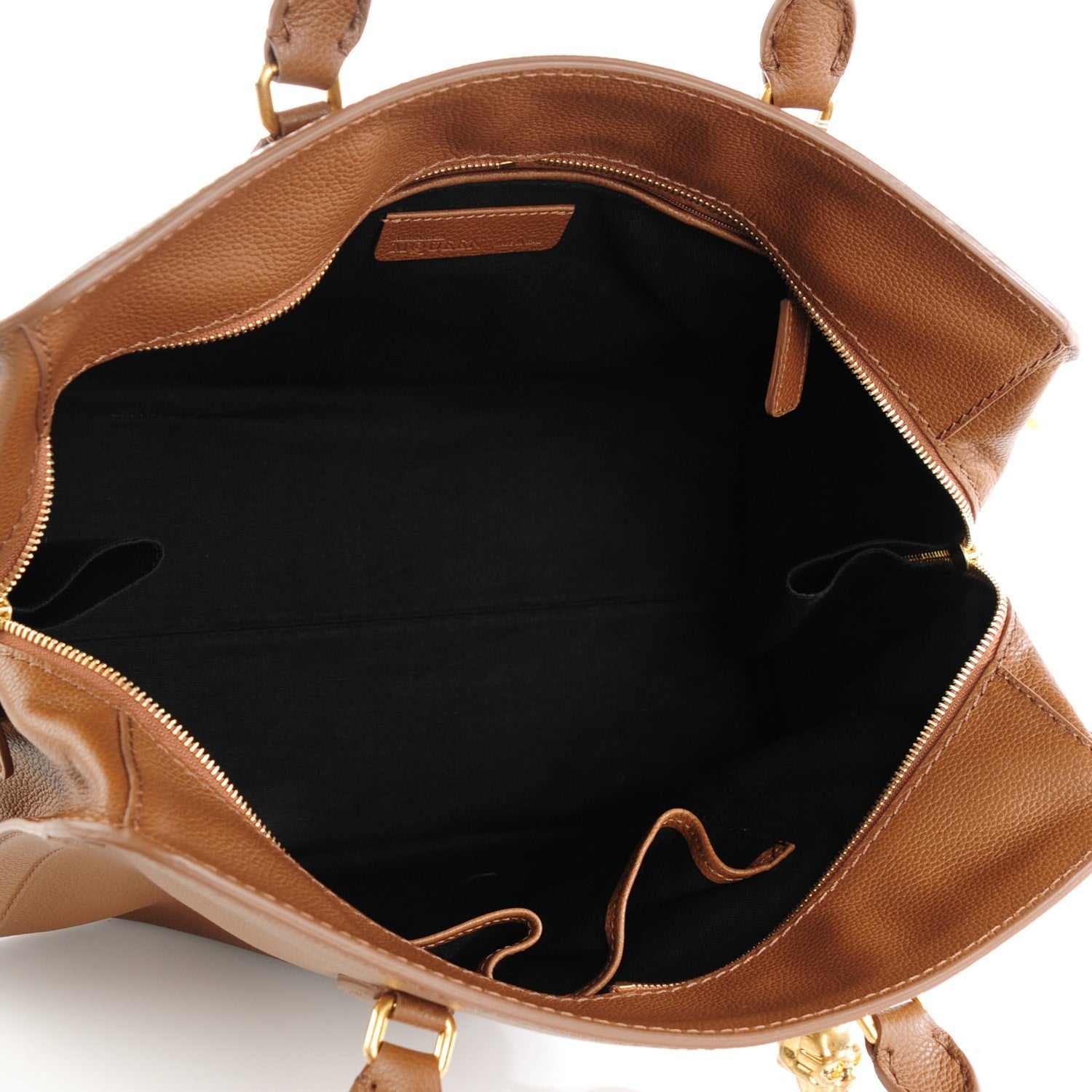 Alexander McQueen Pebbled Calfskin Large Skull Padlock Zip Around Tote Cognac 5 of 7