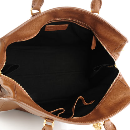 Alexander McQueen Pebbled Calfskin Large Skull Padlock Zip Around Tote Cognac 5 of 7