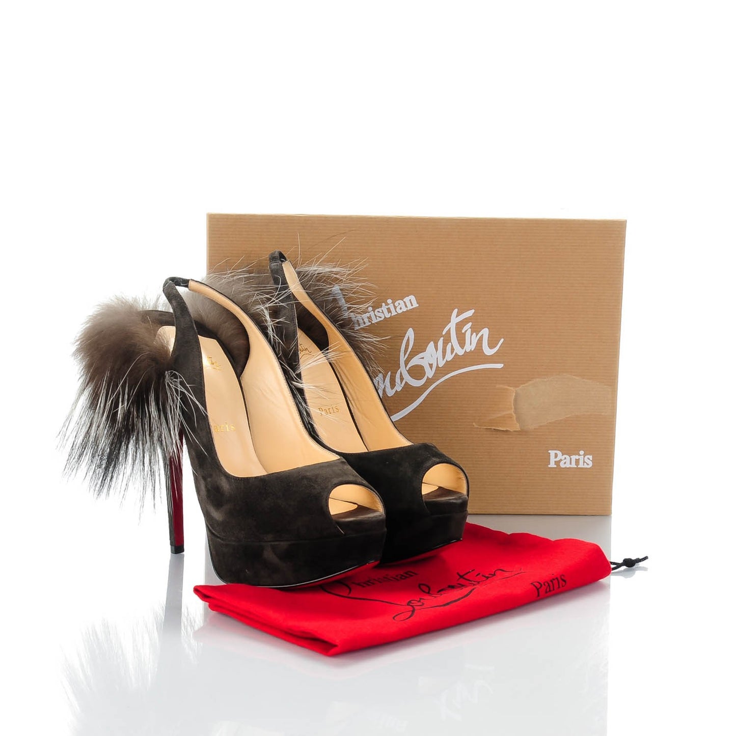 Suede Royal Fox Lady Fur 150 Pumps 39.5 Africa Argente