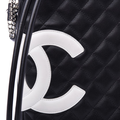 Chanel Calfskin Quilted Medium Cambon Messenger Black White 10 of 11