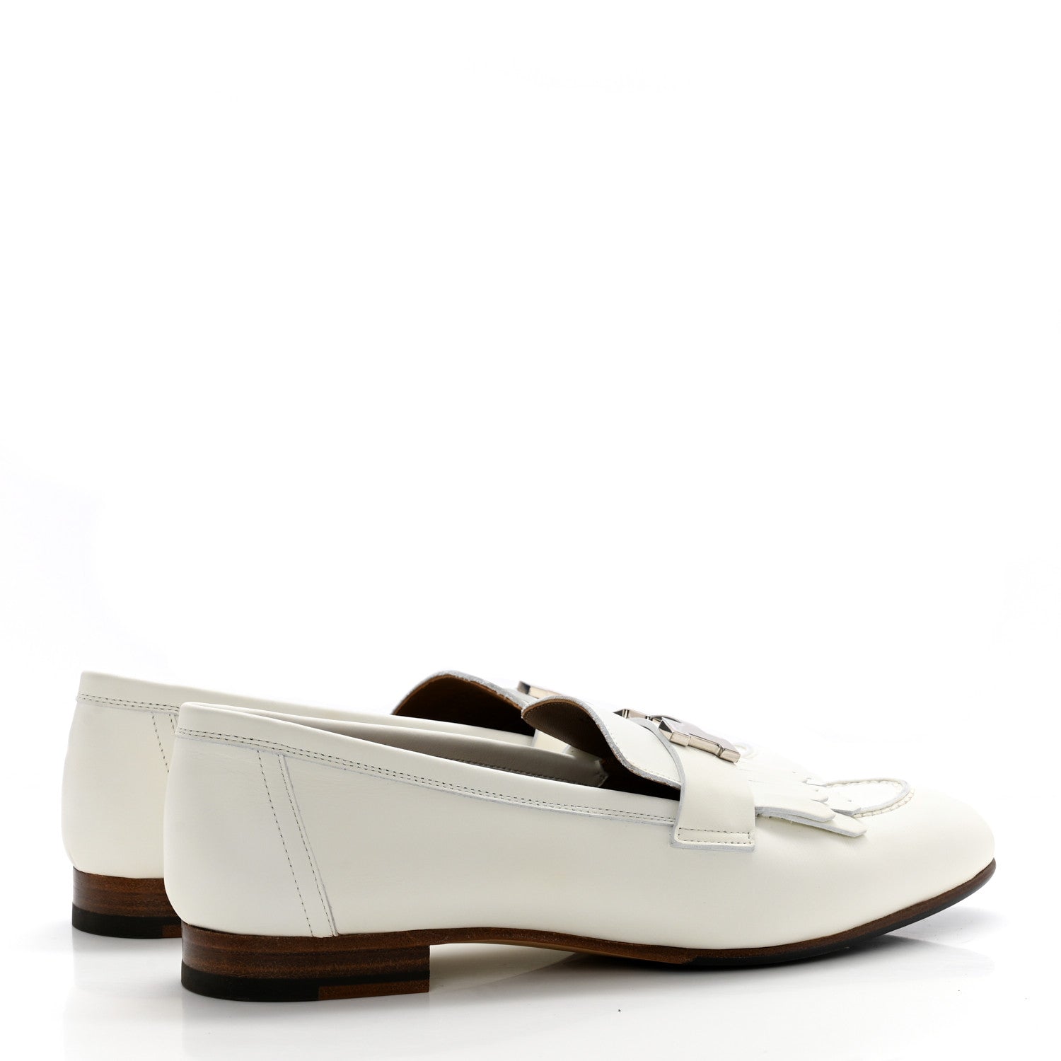 Hermes Calfskin Womens Royal Loafers 38 White 4 of 13