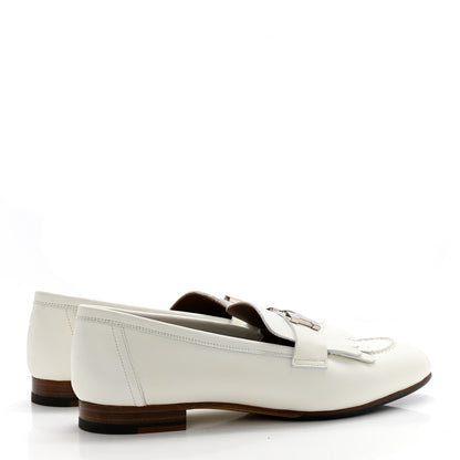 Hermes Calfskin Womens Royal Loafers 38 White 4 of 13