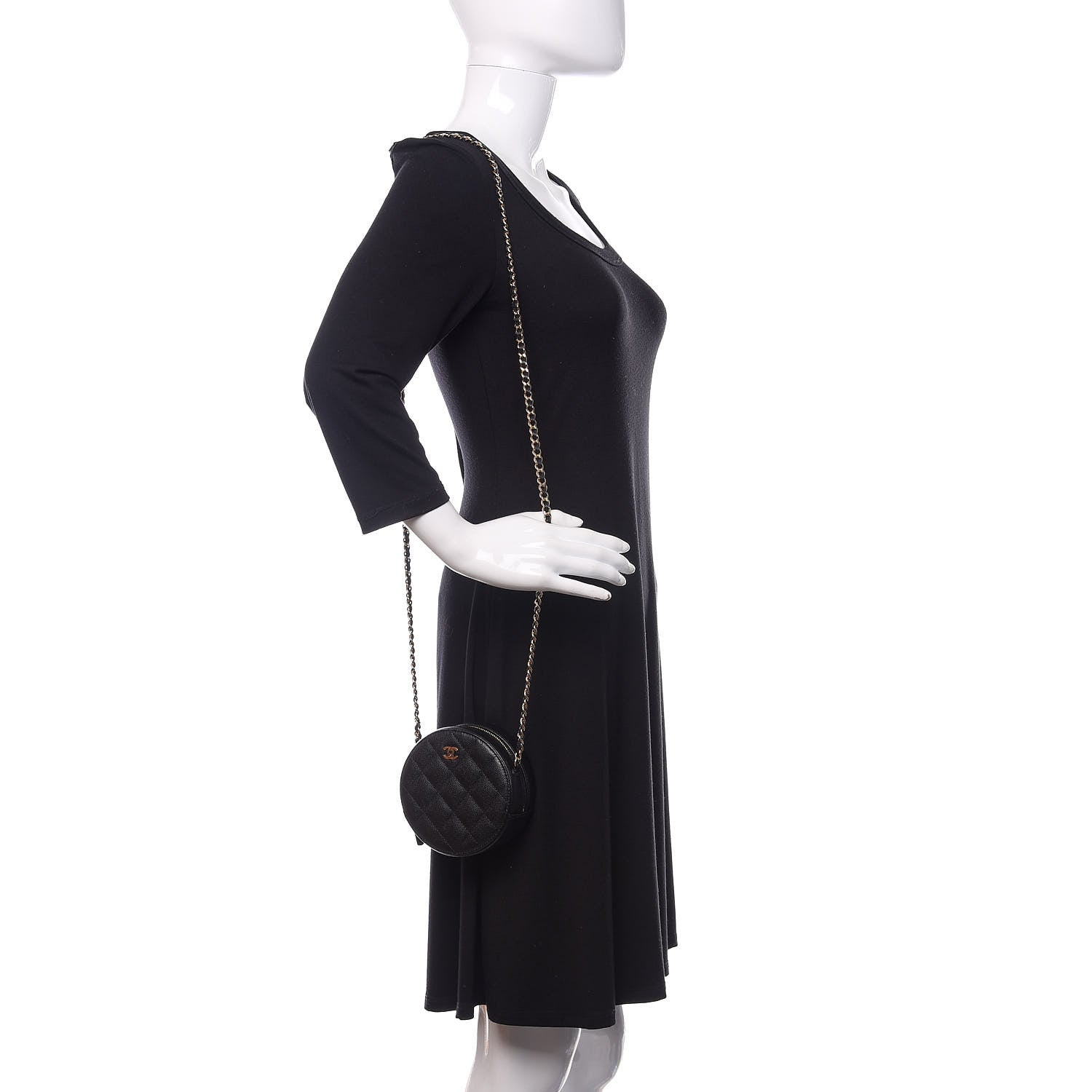 Chanel Caviar Quilted Round Clutch With Chain Black 2 of 11