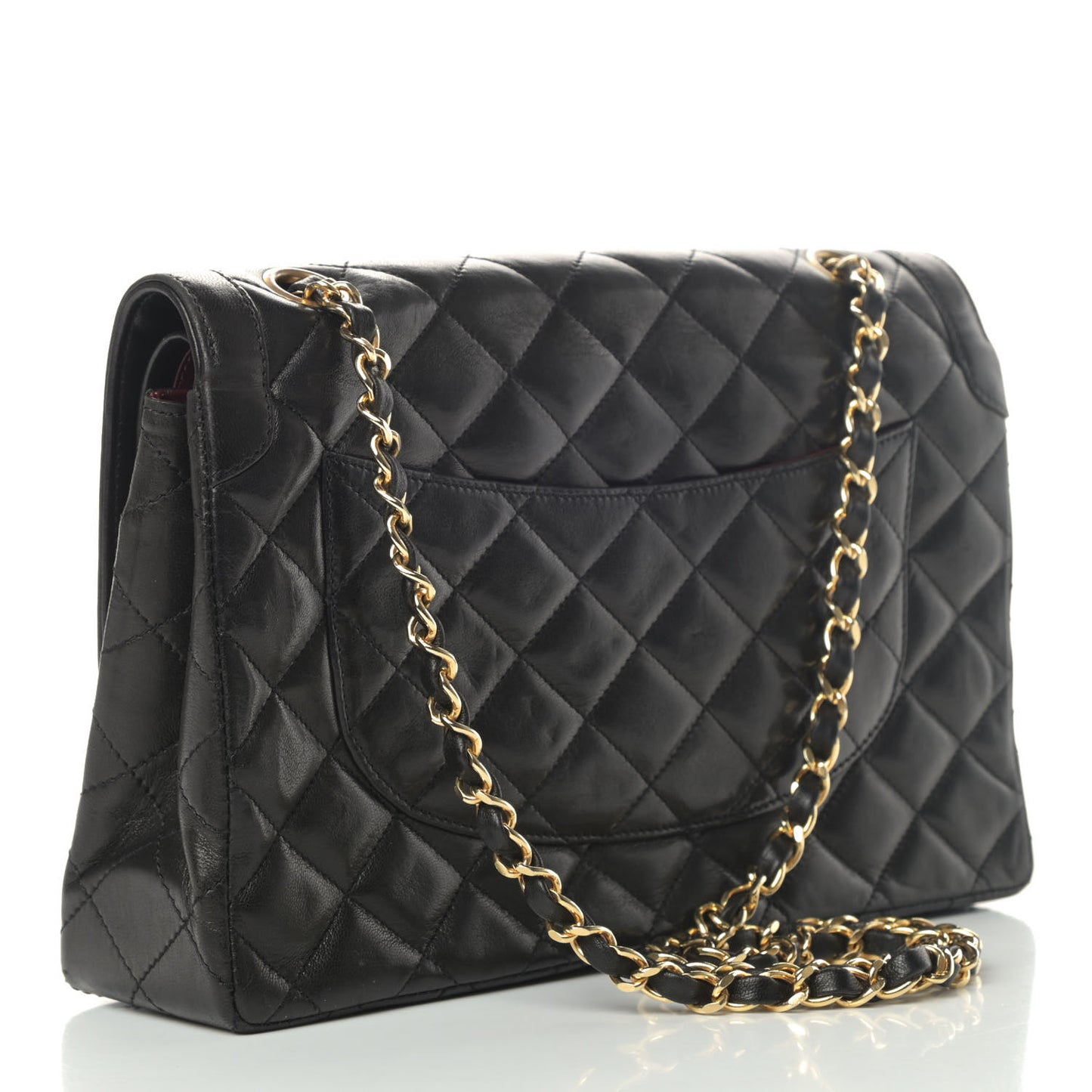 Lambskin Quilted Medium Double Flap Black