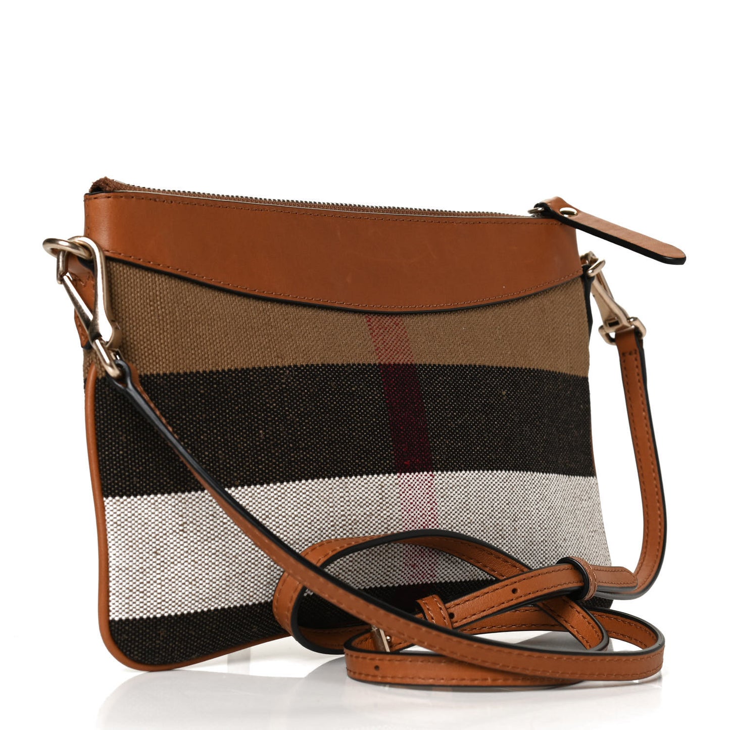 Mega Check Peyton Crossbody Clutch Bag Saddle Brown