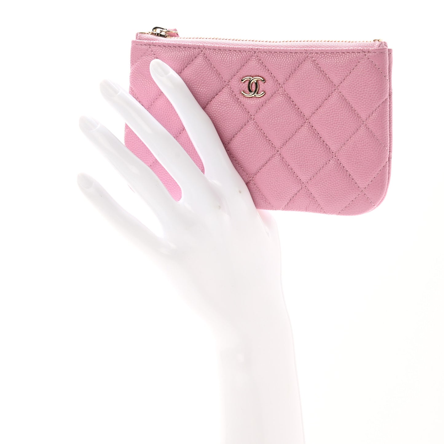 Caviar Quilted Small Cosmetic Case Pink