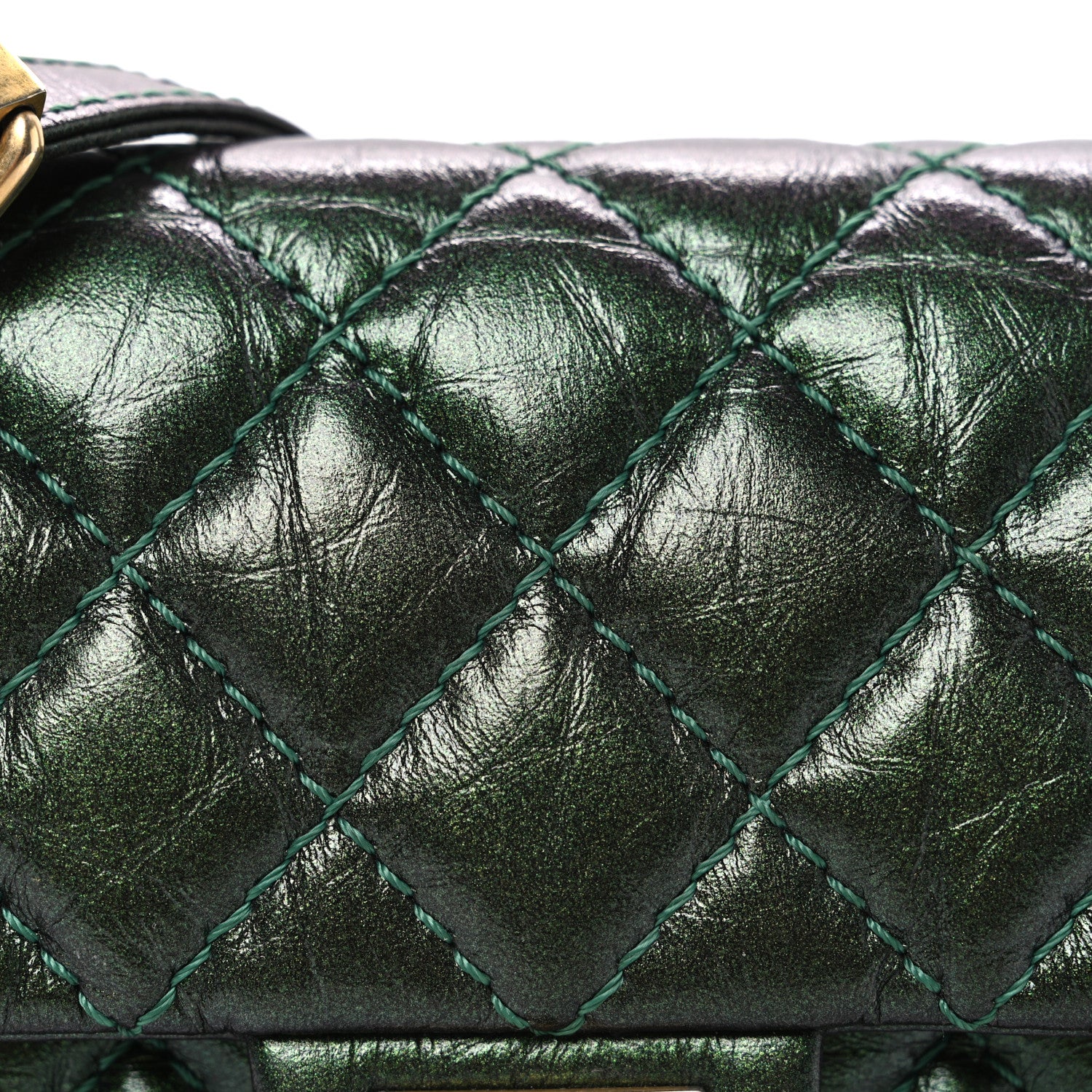 Chanel Metallic Aged Calfskin Quilted 2.55 Reissue Flap Belt Bag Clutch Green 8 of 10