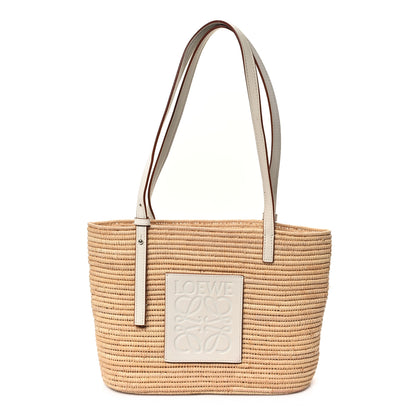 Loewe Raffia Square Small Basket Tote Bag Natural White 1 of 10